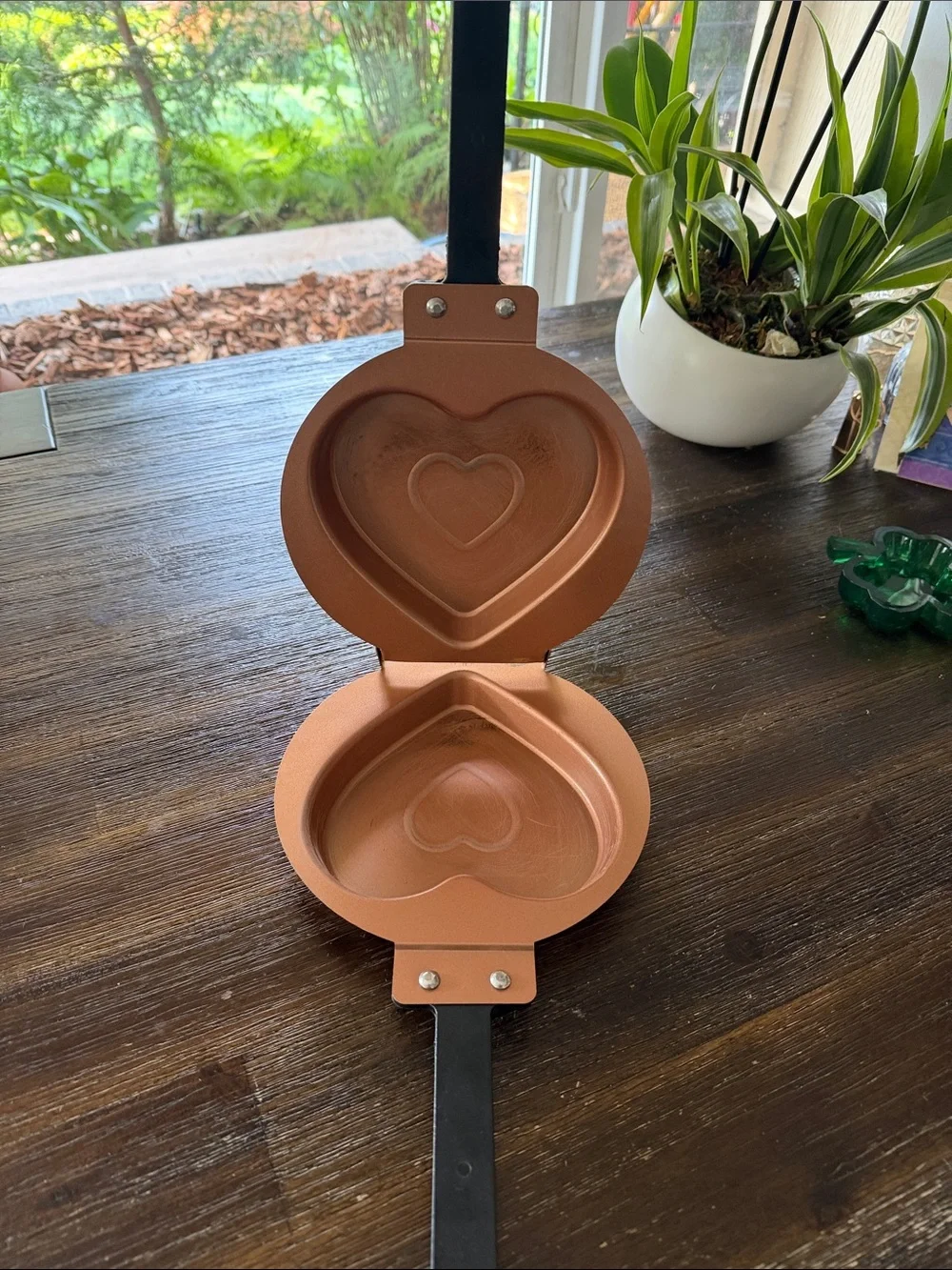 Heart-Shaped Copper Tone Pancake Press